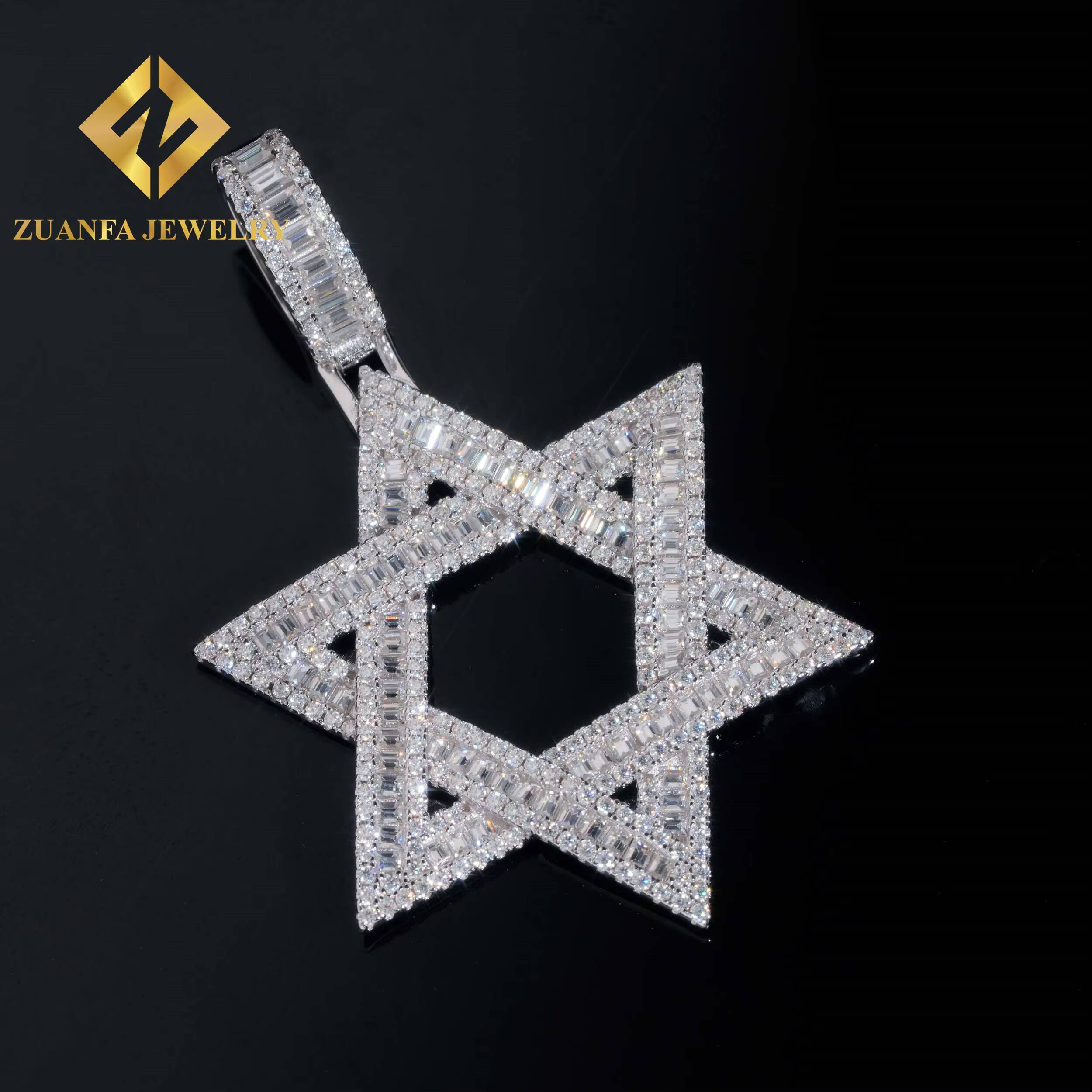 Pass Diamond Tester Baguette Moissanite Pendant Star Design Hiphop Jewelry 925 Silver 18K Gold Plated Pendant Fine Jewelry