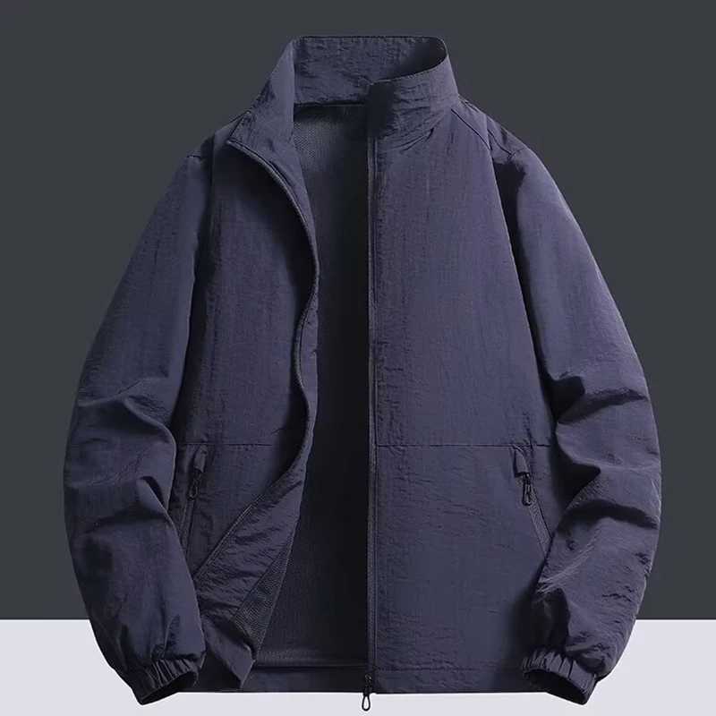 2025 Mens Casual Autumn Quick Drying Outer Jackets Fashion Anti-Ultraviolet Windproof Coat Man Thin Stand Green Overcoat W250815