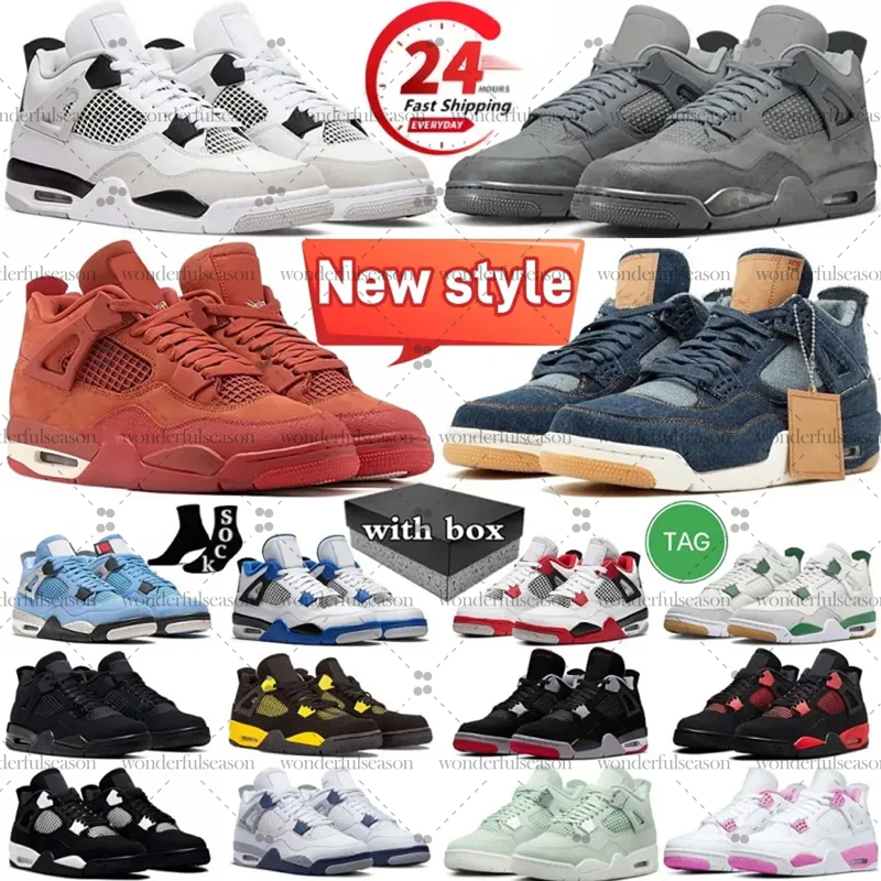 with box basketball 4 designer shoes for women black cats 4s Military Sail Red Cement Yellow Thunder White Oreo Cool Grey Blue University Seafoam men