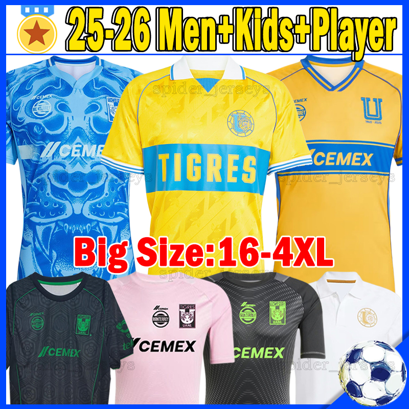 XXXL 4XL 25 26 GIGNAC Tigres UANL soccer jerseys LIGA MX 65th anniversary BRUNETTA S.CORDOVA Player Version Football Shirts 2025 Goalkeeper OZZIEL Men Women kids kits