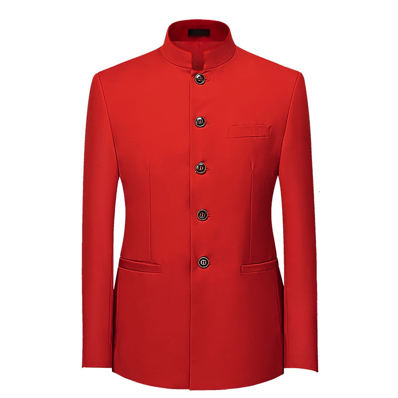 Plus Size 6XL-M Tang Suit Men Chinese Style Stand Collar Suits Groom Wedding Fashion Slim Fit Blazer Pants Tuxedo 2 Piece 250811