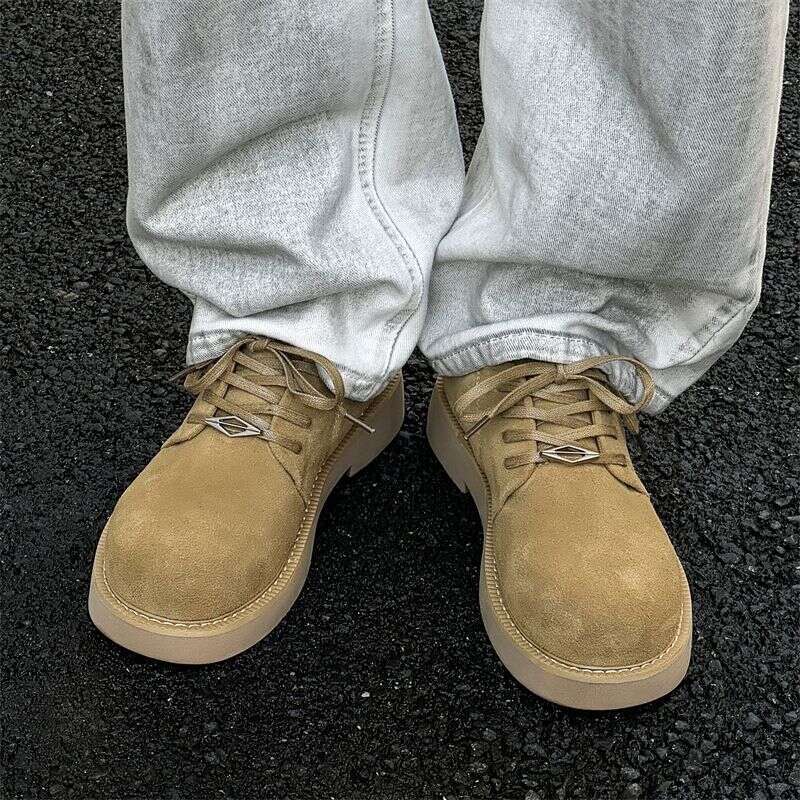 New Leather Spring Shoes High-top Men's Heightening Tooling Martin Boots