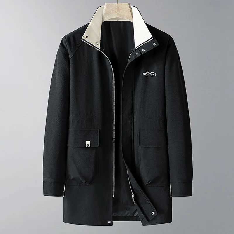 New arrival fashion super large medium to long windbreaker mens spring autumn casual coat plus sizes L-4XL 5XL 6XL 7XL 8XL 9XL W250815