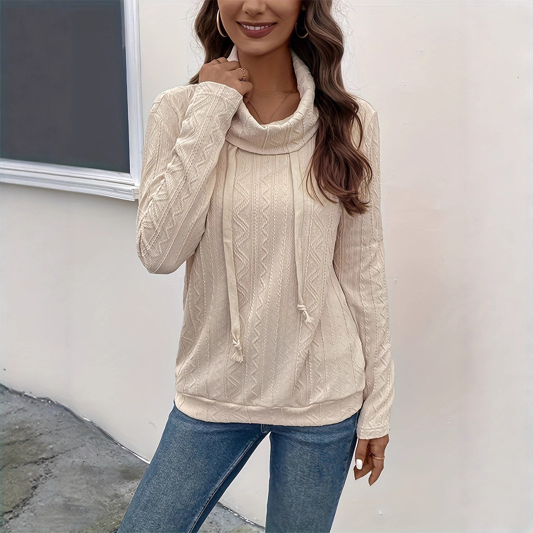 Autumn and Winter New Women's Sweatshirt Long Sleeve Hooded Drawstring Pullover Knitted Sweater for Women