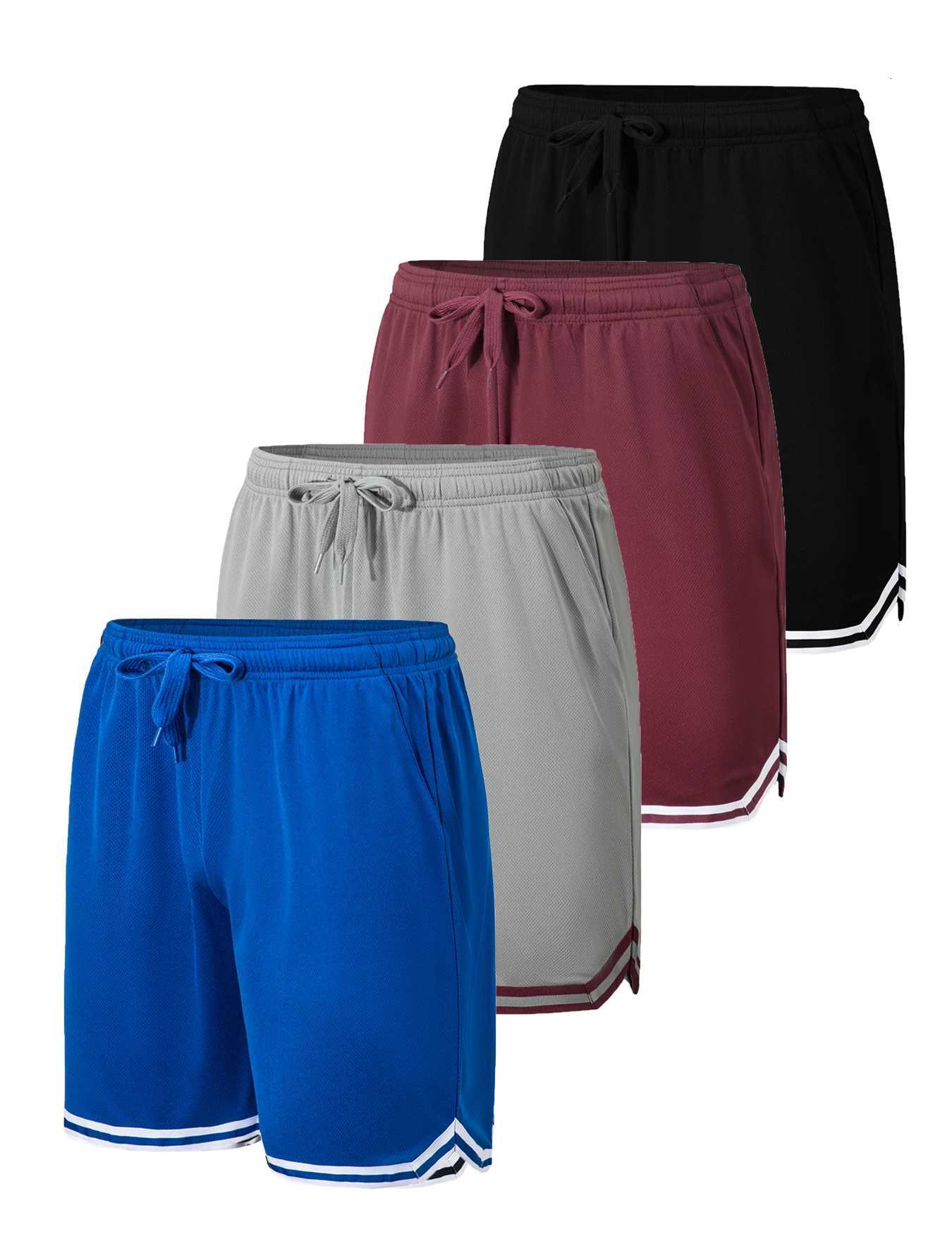 4-piece mens sports basketball shorts made of moisture wicking fabric with drawstring waist and pockets loose summer sportswear Y250814