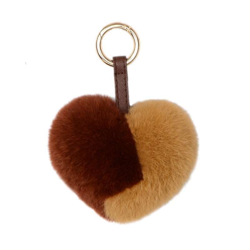 New Genuine Keychain Bag Plush Accessory Heart Rex Rabbit Fur Pendant