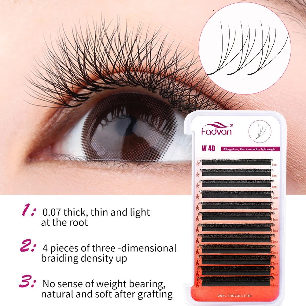 FADVAN 4D W Shaped CD Curl Eyelash Premade Volume Fans Soft Gradient Mink Easy Embellish Natural False Eyelashes 250811