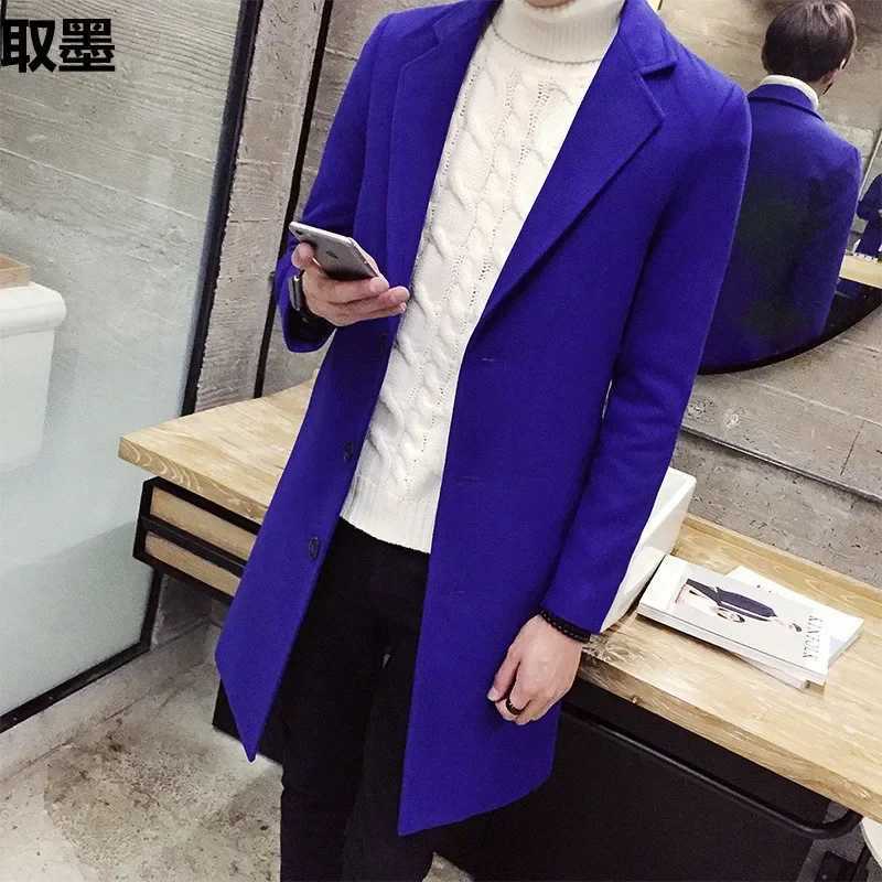 2024 Spring Autumn Medium-Length Woolen Overcoat For Men Korean Trendy Lightweight Trench Jacket Casual Scene W250815