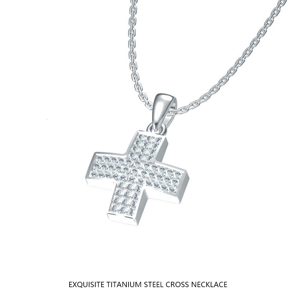 Dongguan Titanium Steel Non-Fading Crow Heart Cross Zircon Necklace for Women, Light Niche Simple High-End Accessories Jewelry for Women