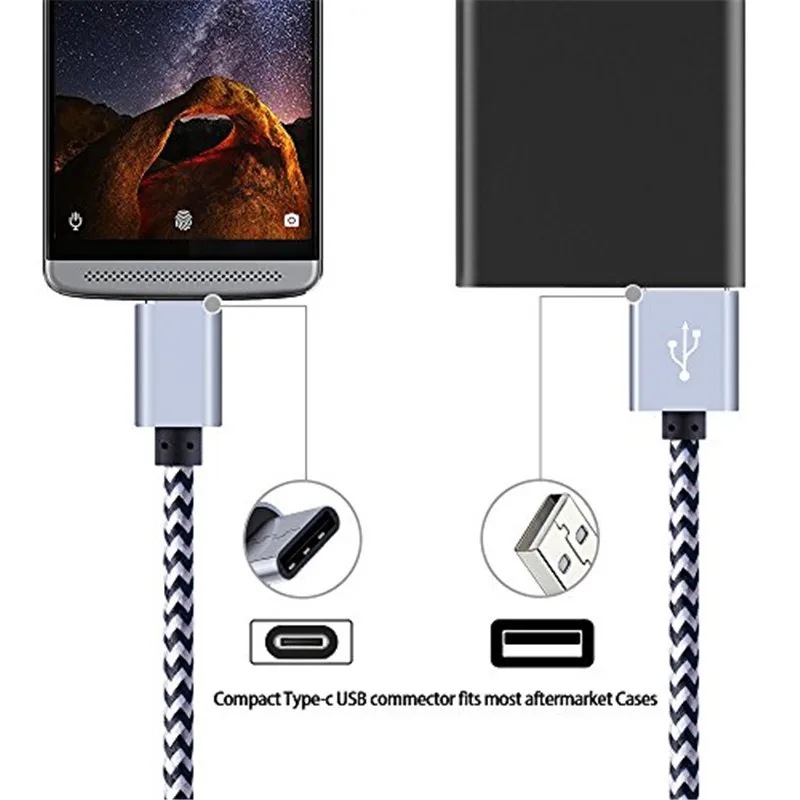 Fabric Braided Nylon 1m 2m 3m micro V8 type c usb Charger cable Cables Wire For Samsung Galaxy S10 S23 S24 Note 20 htc lg Andorid phone gps pc 15 16