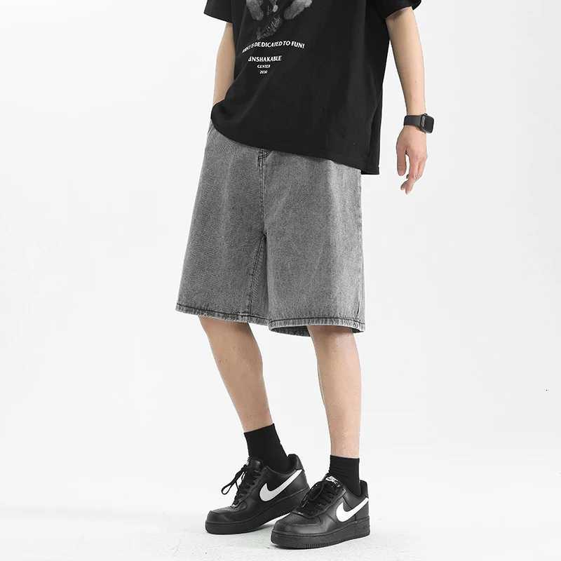 Denim shorts mens 2025 summer new slim fit fashion brand large shorts American high street retro loose washed vintage denim sho Y250814