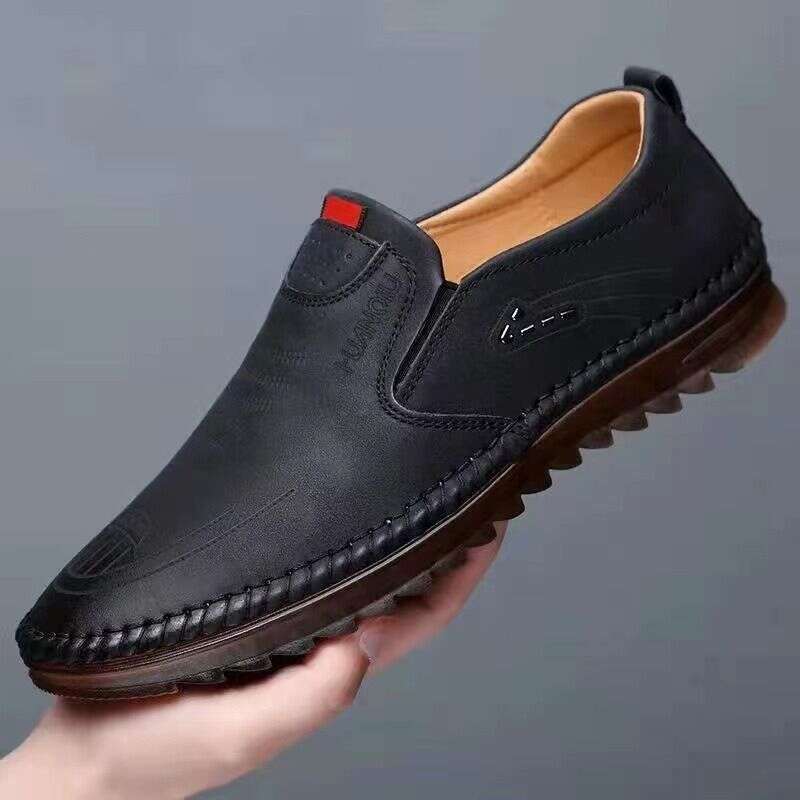 Leather Men 2024 New Fashionable Texture Car ing Bean Anti Slip Business Soft Sole Driving Men's Shoes
