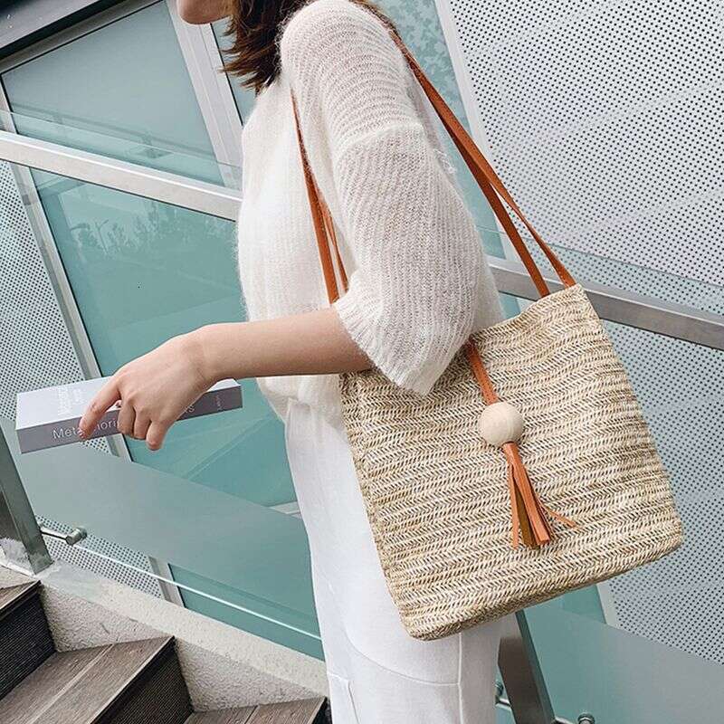 Straw for Women Shoulder Casual Woven Crossbody Bags Summer Beach Rattan Raffia Boho Bag Large Capacity