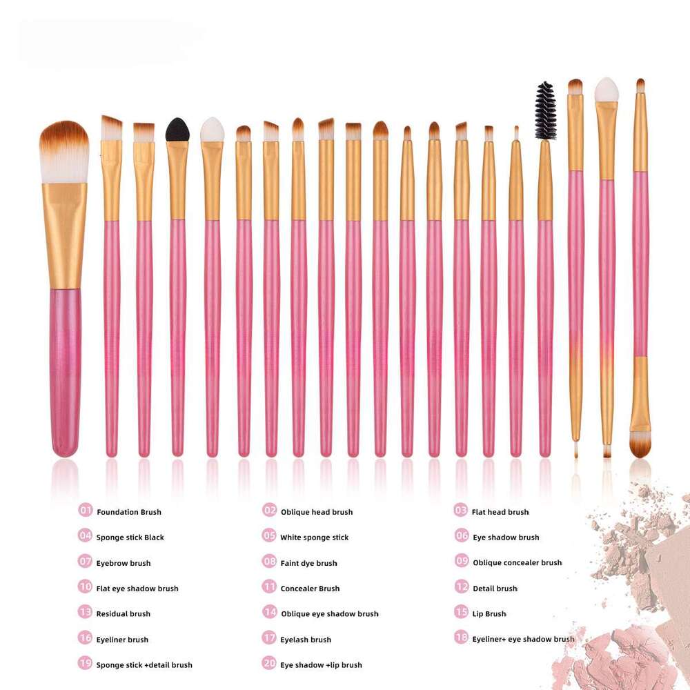 DHcollections 33-Piece Makeup Brush Set - Professional Cosmetic Brush Kit with Makeup Sponge & Pouch (Pink Gold/Brown Gold/Black Gold)