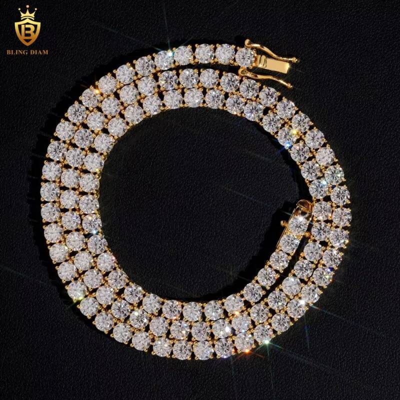 Hot Sale GRA Certificate Hip Hop 925 Sterling Silver 3mm Tennis Necklace Bracelet VVS Moissanite Tennis Chain