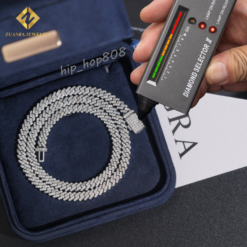 5mm Hip Hop Jewelry Bussdown Cuban Chain Link Necklace 925 Silver Iced Out Vvs Moissanite Diamond Pass Diamond Tester