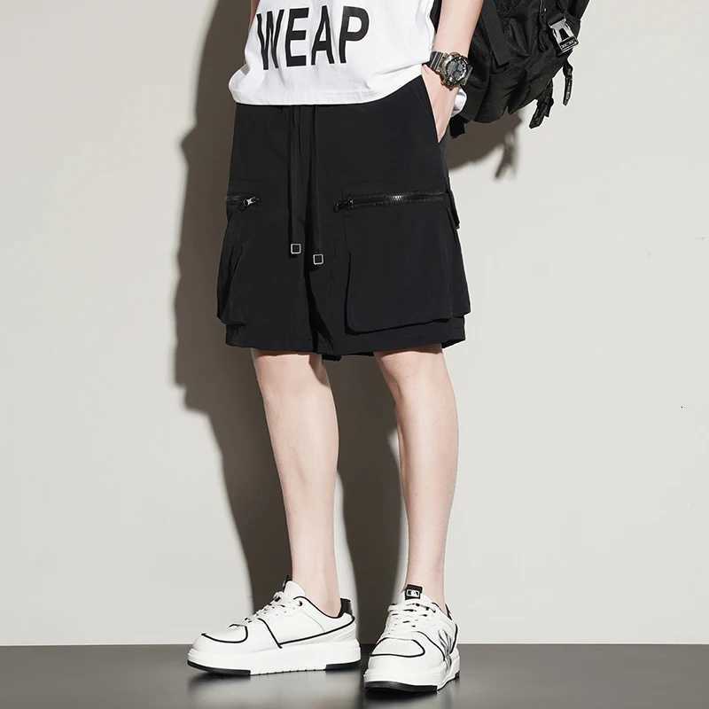 Workwear shorts for men summer loose sports shorts summer mens ice silk casual cropped pants Y250814