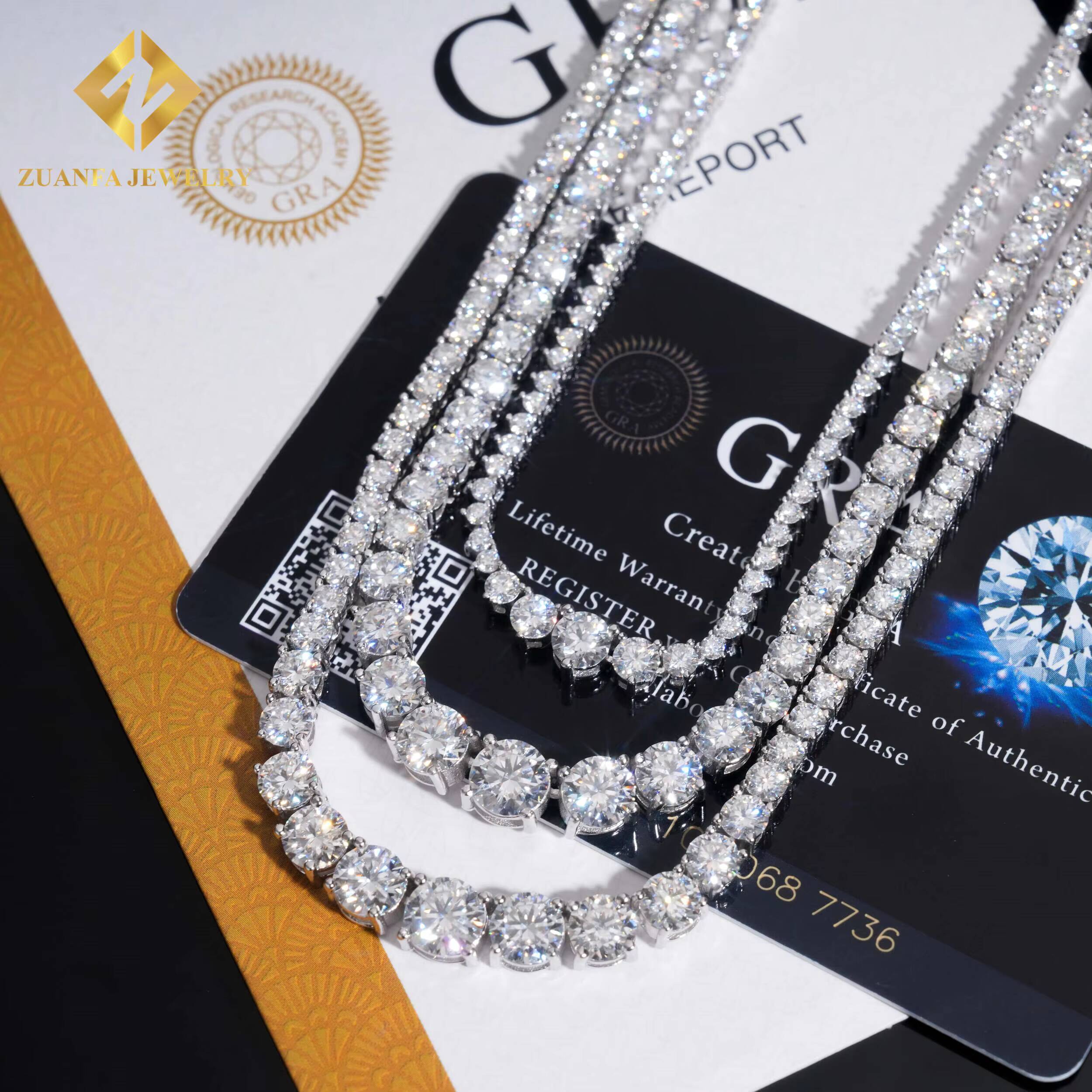 Fine Jewelry Popular Moissanite Tennis Chain Fashion Sterling Silver 2MM 3MM 4MM VVS Moissanite Tennis Necklace Hip Hop Jewelry