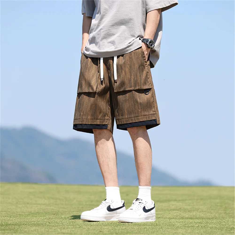 2025 New style sports workwear shorts mens summer thin quick-drying pants mens solid color breathable sports capri pants Y250814