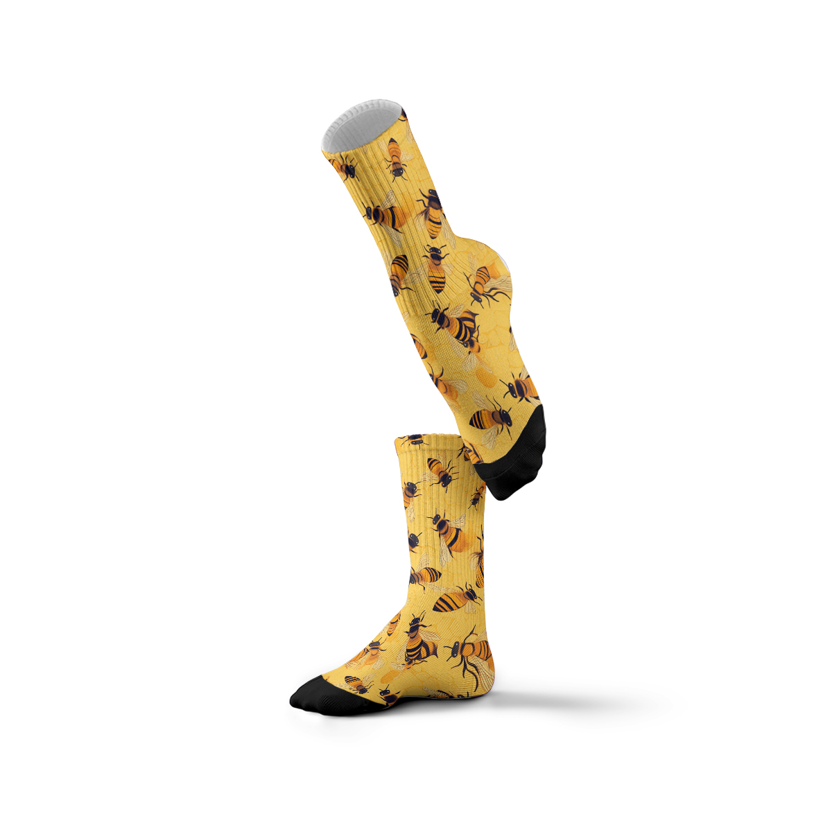 Vibrant Bee Pattern Unisex Tube Designer Sock C147