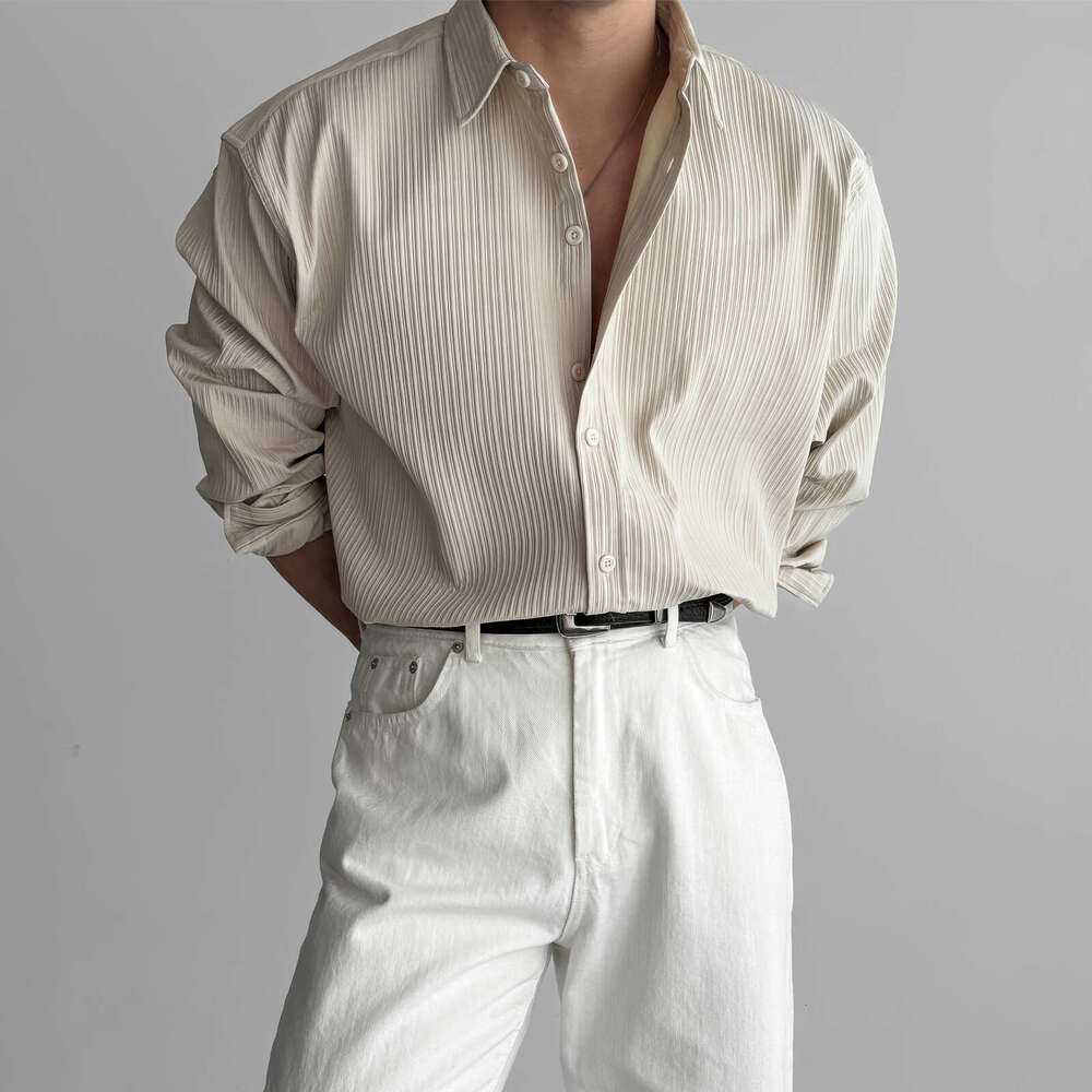 Black Long Sleeve For Men, High-End Vertical Striped Texture, Mature Style, Versatile, Wrinkle-Free, Casual Business Shirt B5