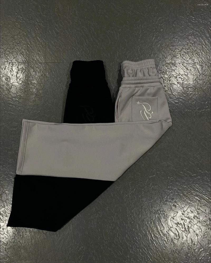 Men's Pants Retro Double Layer Sweatpants Y2K Mens Womens Harajuku Hip Hop Letters Embroidery Baggy Casual