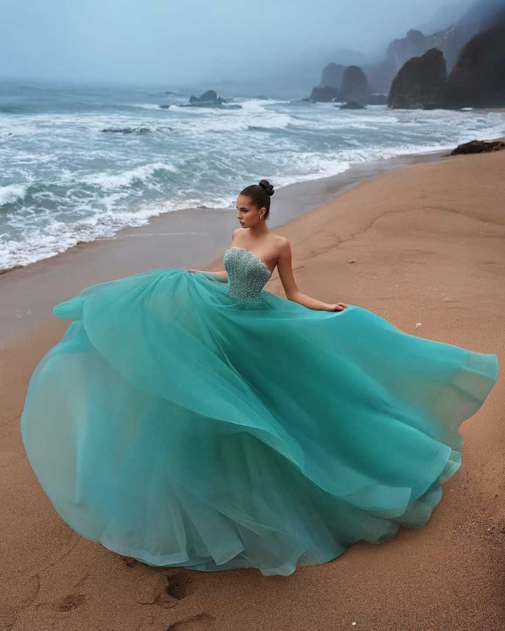 Graceful Evening Dresses Strapless Sleeveless A-Line Pearls Crystals Prom Ball Gown Party Dresses Vestido De Noite Customized