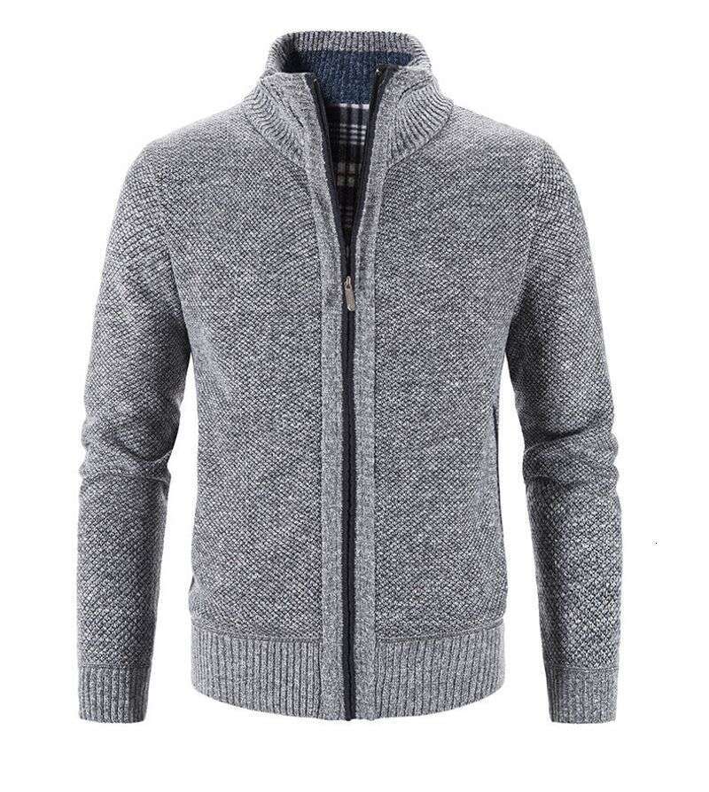 Men's Fleece Thick Knit Slim Sweater Coat Youth Cardigan