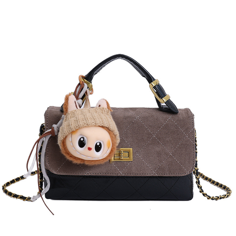 Luxury Retro Frosted Women's Handbag Free Shipping Designer Diamond Grid Splicing Chain Small Square Bag New Single Shoulder Crossbody Bag Casual