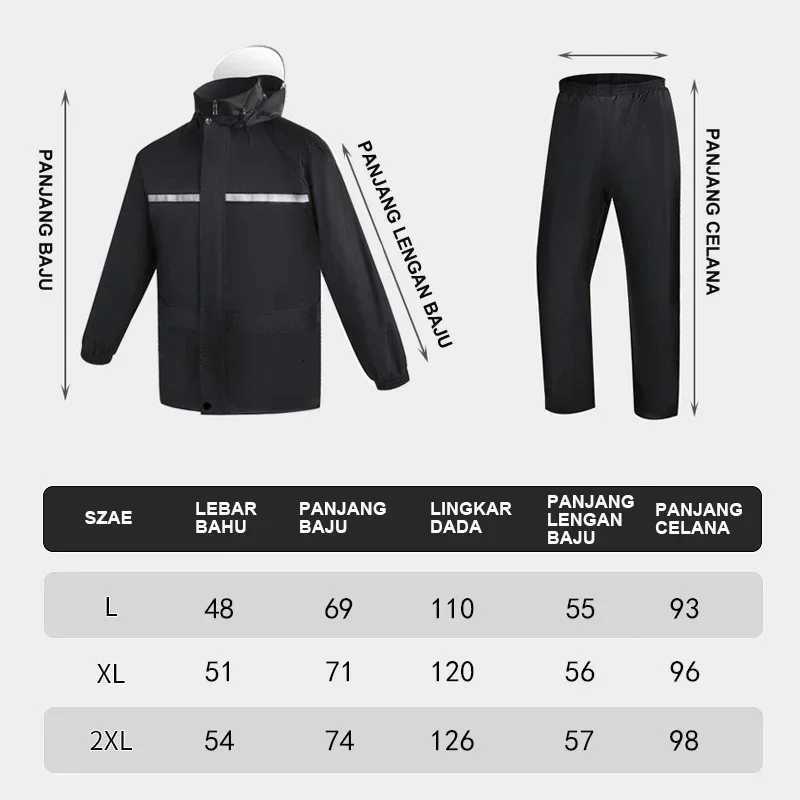 1Set Hooded Coat and Pant Rain Suit for Women Men Outdoor Waterproof Rain Gear with Reflective Strip Motocycle Riding Raincoat Y250814