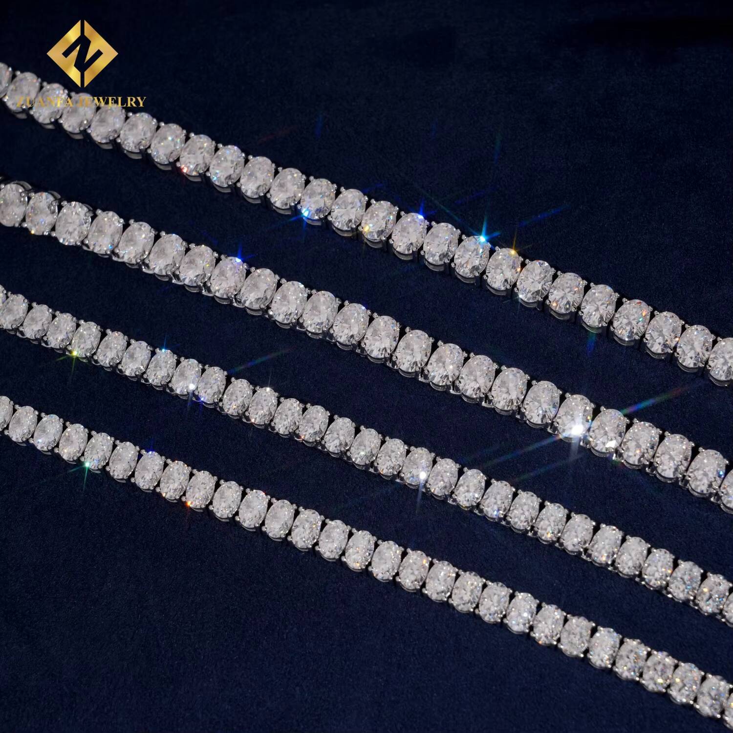 New Fashion Hot Selling Iced Out Hip Hop 925 Silver VVS1 Moissanite Diamond Cluster Tennis Chain Necklace