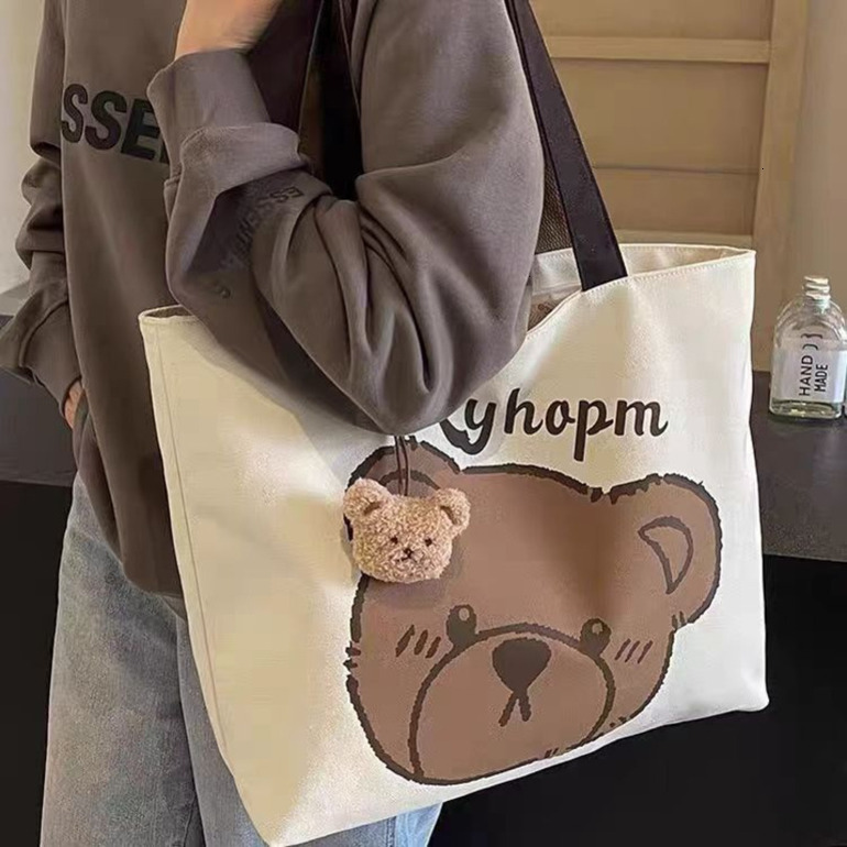 Commuting Cartoon Ins Single Shoulder Large Capacity Tote Bag Versatile Student Class Canvas Handbag hot-sale products