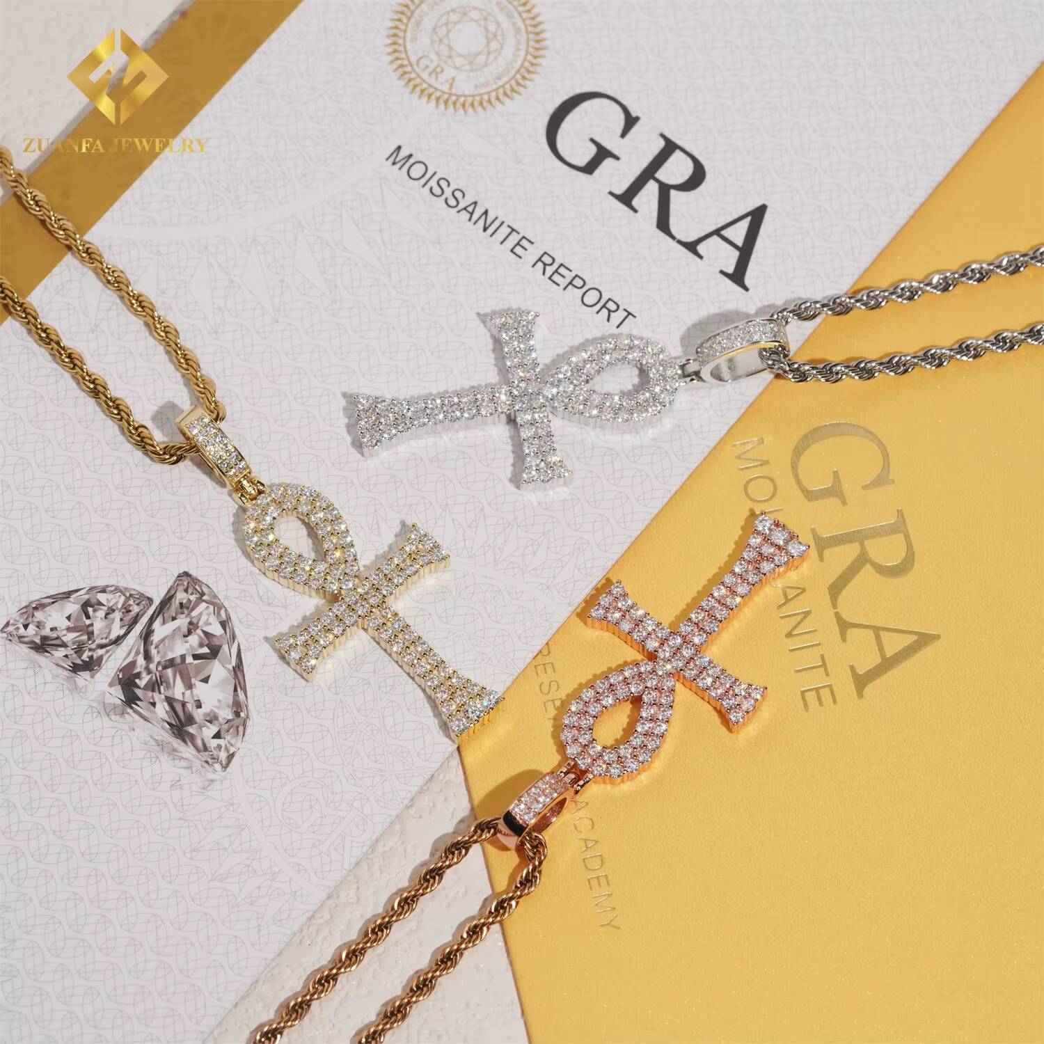 RTS Wholesale Price 925 Silver Moissanite Cross Pendants Hip Hop Jewelry Men Women Iced Out Fashion Cross Charms Pendant