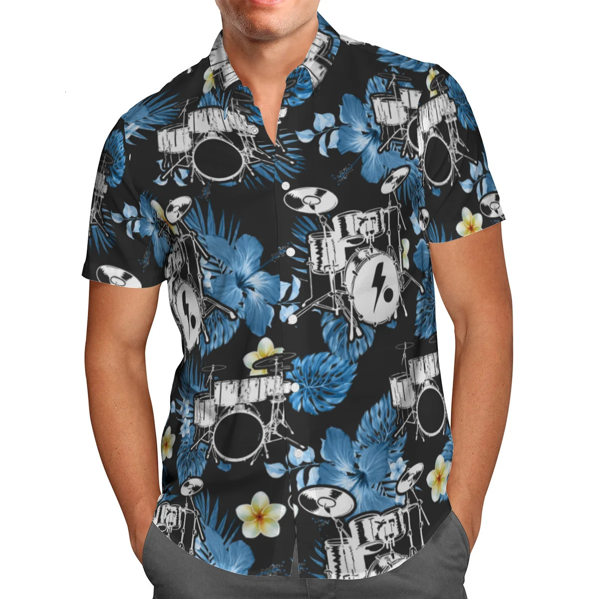 Fish Anime 3D Beach Hawaiian Summer Blue Shirt Short Sleeve Streetwear Oversized 5XL Camisa Social Chemise Homme 250804