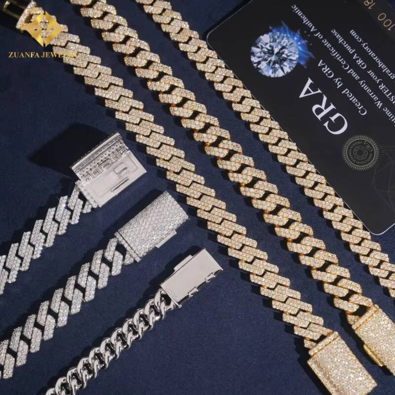 Hot Sale GRA Certificate Pass Diamond Tester 925 Silver Hip Hop Jewelry Moissanite Cuban Link Iced Out Cuban Bracelet