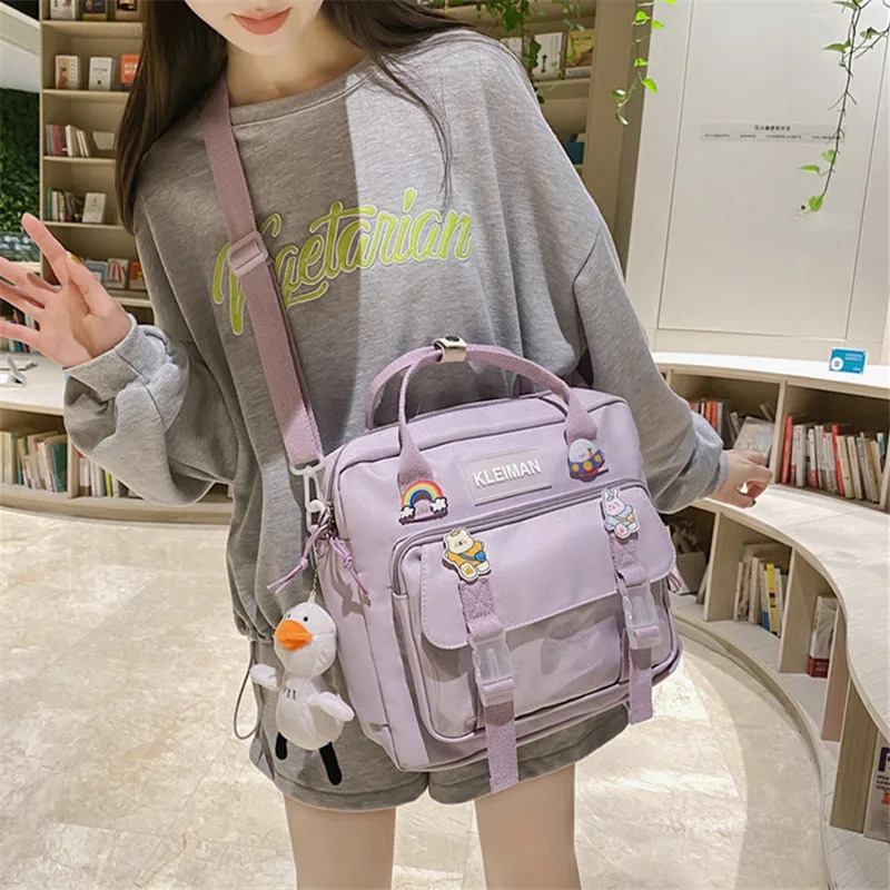 Japanese high-capacity single-shouldered slouch bag for school carry-on canvas messenger bag Japan and South Korea 250809