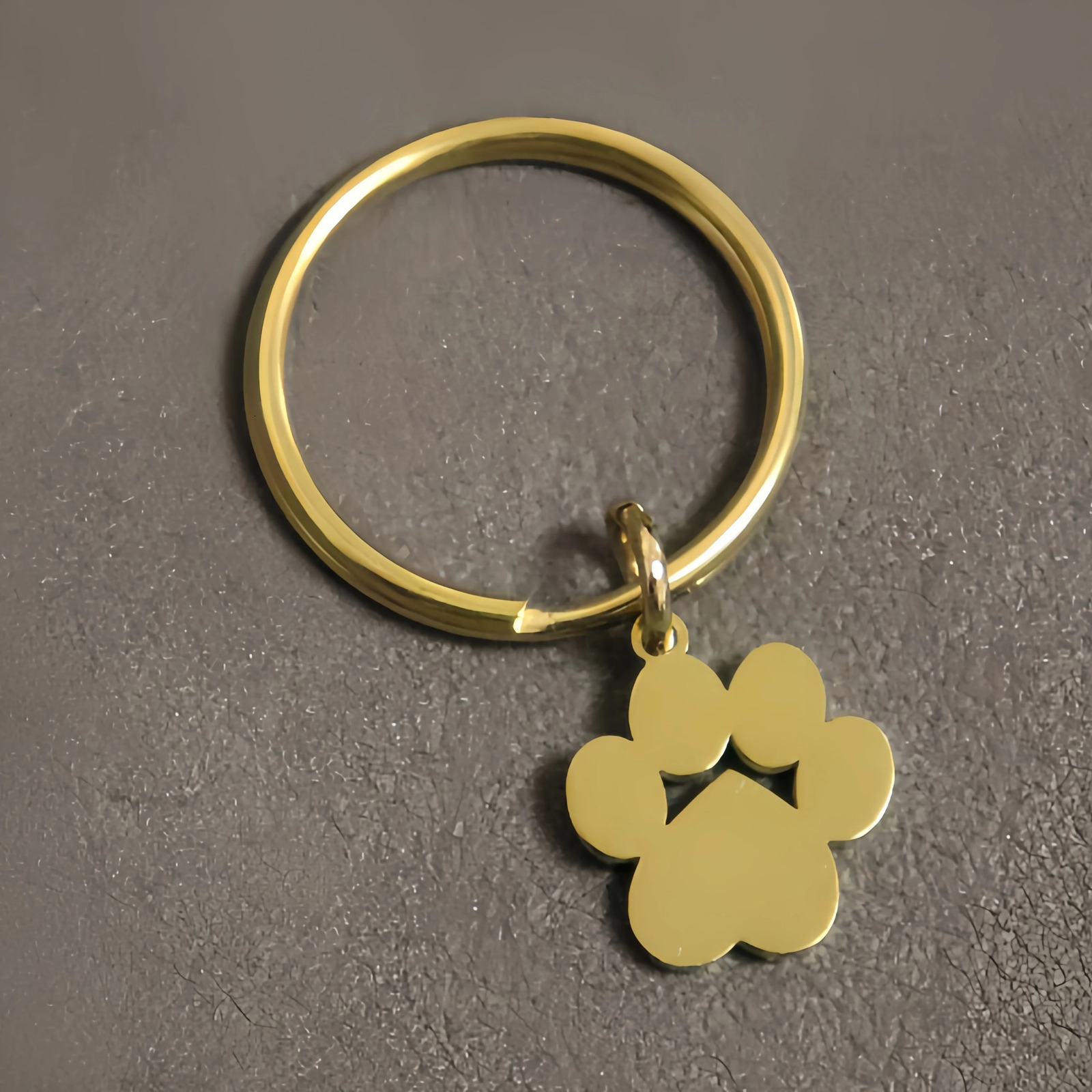 10Pcs 304 Stainless Steel Keychain Cartoon Dog Paw gold steel Color Fashion for Car Keys Pendant 250811