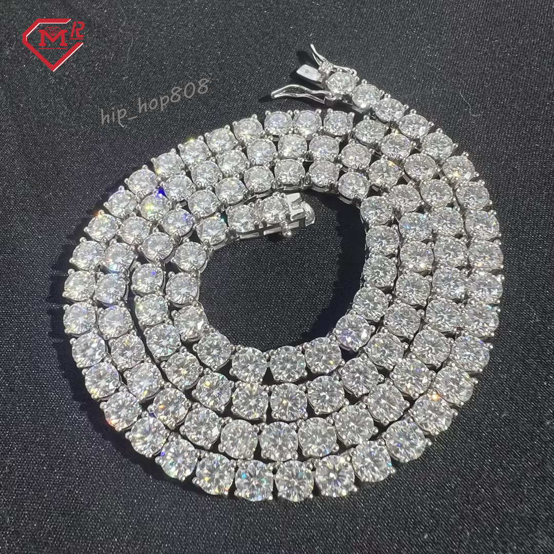 Hip Hop Jewelry Tennis Chain 6.5mm Necklace 925 Silver VVS Iced Out Moissanite Tennis Chain