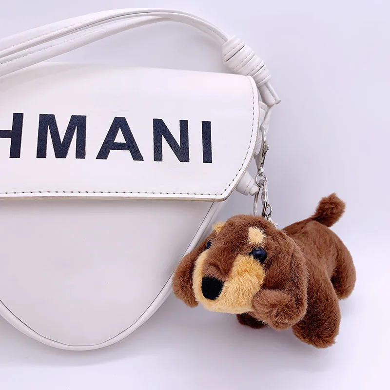 15cm Korea Cartoon Dachshund Keychain Plush Doll Bag Pendant Mini Doll Soft Stuffed Dog Backpack Pendant Girl Women Gift 250811