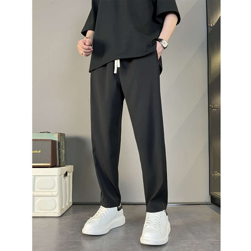 Summer New Style Draped Dress For Men, Silky Smooth, Wrinkle-Resistant, Casual Straight-Leg Trousers, Slightly Tapered, Versatile Long Pants B5