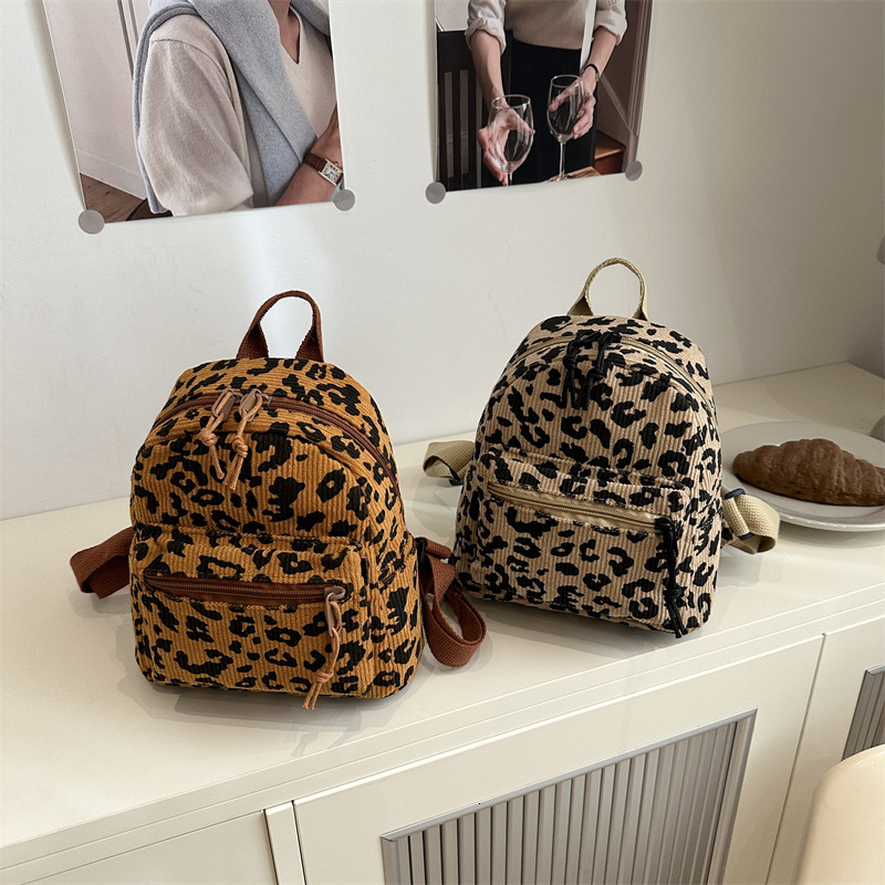 Autumn New Neutral Style Backpack Casual Simple Leopard Print Backpack Niche Design Fashionable New Fashion Backpack Autumn New Designer Bag