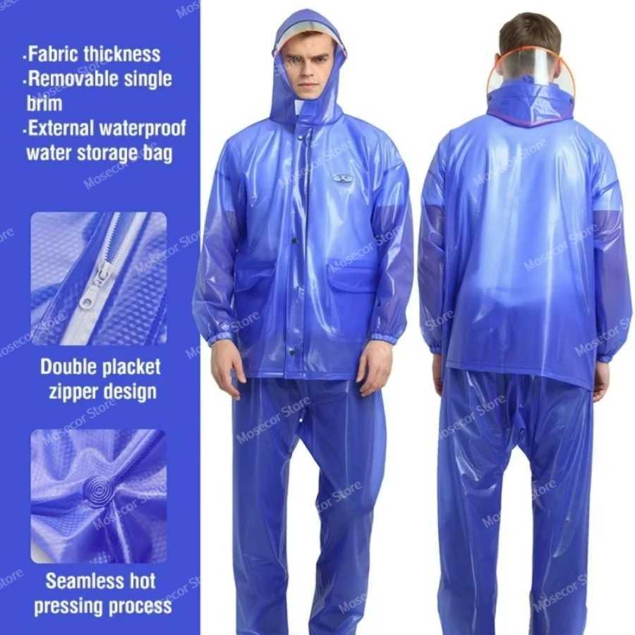 Women Men Raincoat for Cycling Outdoor Motorcycle Tourism Hiking Adult Transparent Split Waterproof Rain and Pants Sets Y250814