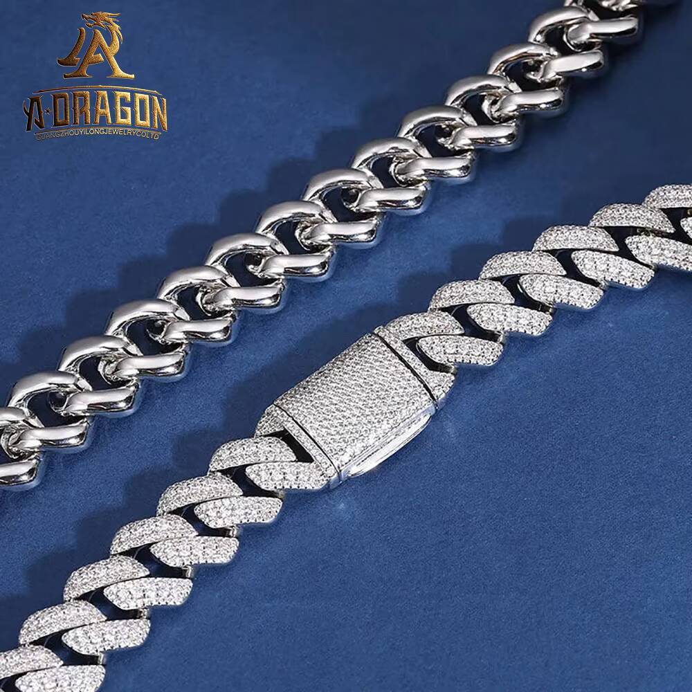 Pass Diamond Tester Gold Plated 5MM Moissanite Tennis Necklace Iced Out Round Brilliant Cut 925 Silver Tennis Link Chain