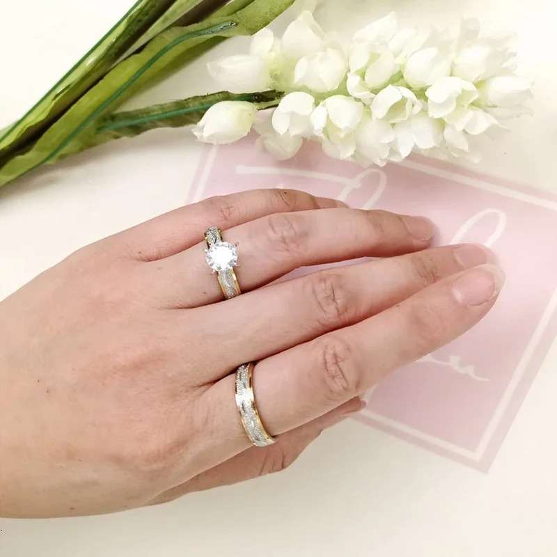 4mm Couple Lover Engagement Rings for Women Men Stainless Steel Ring with Zircon Korean Style Jewelry Wedding WC033 250811