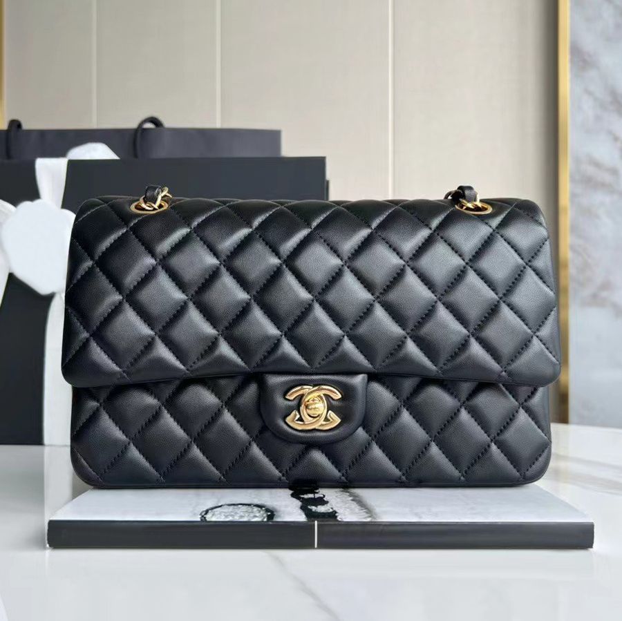 Designer bag Shoulder bag luxury package High quality Plaid Flap Caviar Handbag Gold Silver Chain Leather Double Letter Gold Color Buckle Wallet women's bags With box