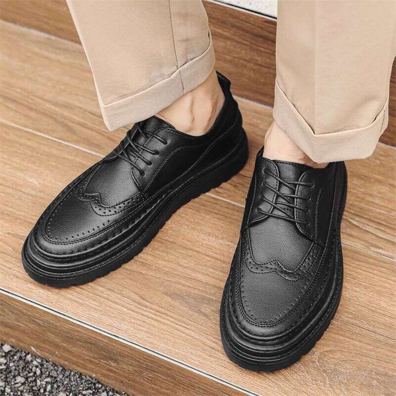 Block Business Dress Leather Shoes