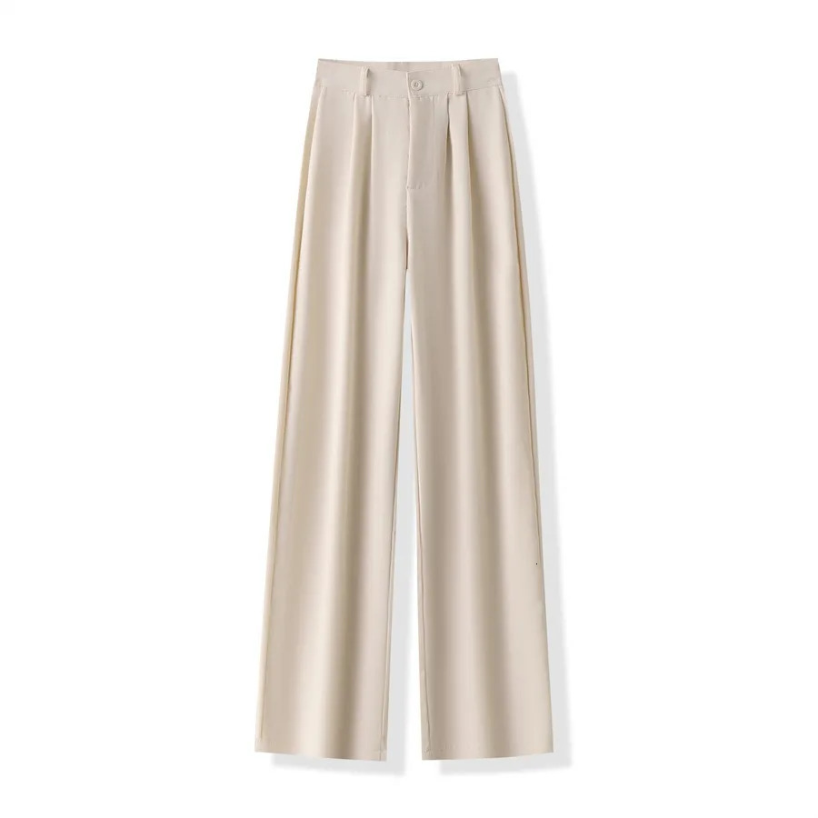 2024 High Waist Women Suit Pants Straight Office Ladies Fashion Trousers Casual Button Loose Female Coffee Black 250808