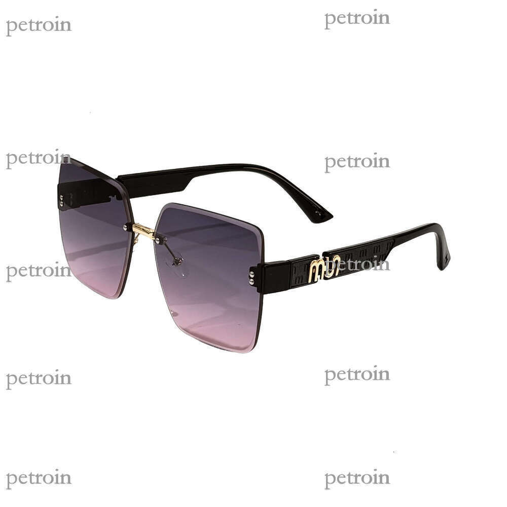 New Large Frame Gradient Pigment Street Style for Men and Women, High-End Rimless Glasses, Face Slimming Sunglasses