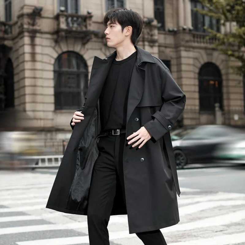 GIOIOMens duster 2025 Spring and Autumn New Mid-Length Solid Color Patchwork Top Jacket Coat Fashion Mens Wear W250815