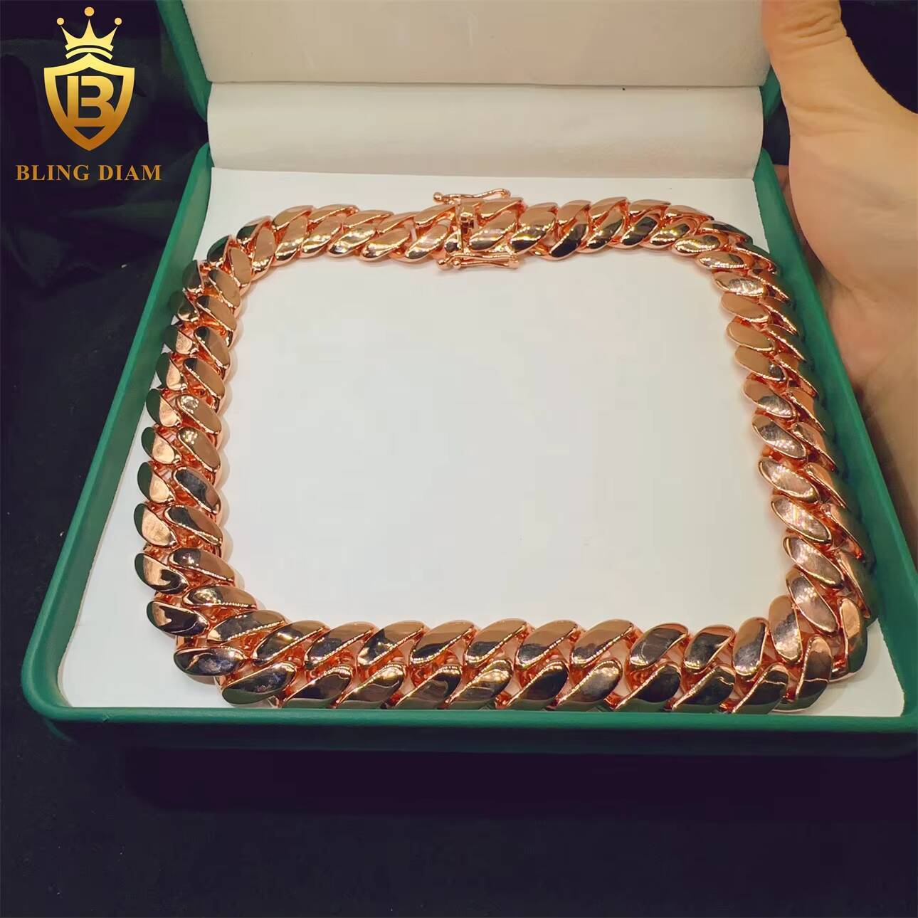 Fashion Hip Hop Fine Jewelry Iced Miami Cuban Link Chain Bracelet Sterling Silver 925 Necklace